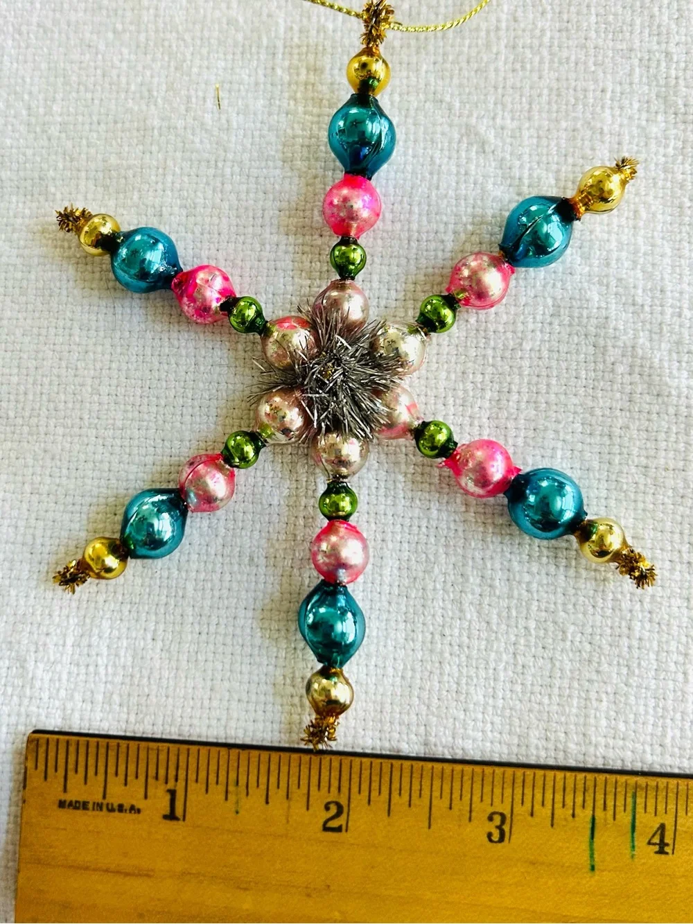 Vintage repurposed mercury, glass bead flowers holiday Christmas ornaments